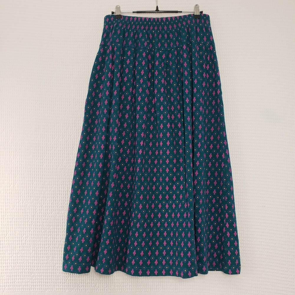 Vintage Izod 3pc Skirt Set XL Teal Pink Cardigan Henley Midi Skirt Stripe Modest - Picture 8 of 16